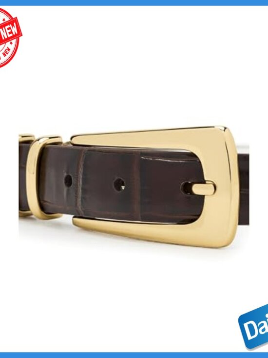XXL Leather Elongated Buckle Belt, Croc Embossed Women\'s Accessory